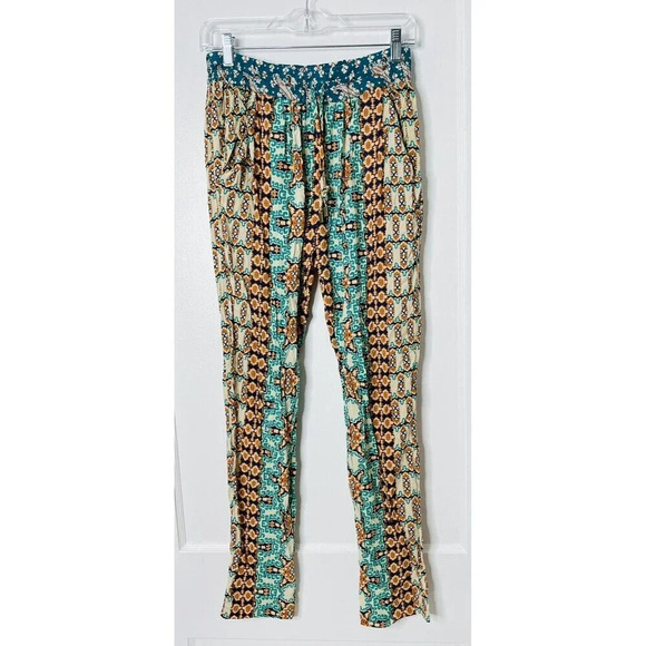 Gypsy 05 Global Village Mosaic Rayon Pants Geometric Boho Hippie Size S - Picture 1 of 11